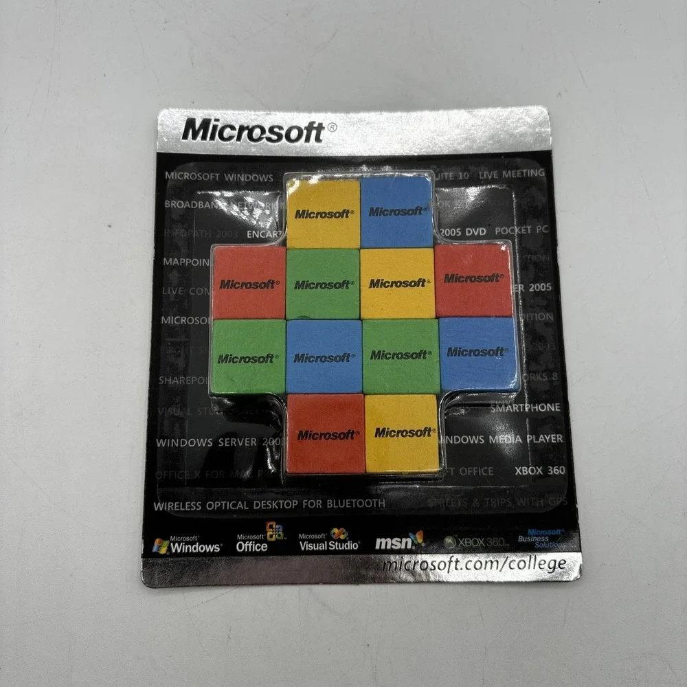 Microsoft Wood‎ Cube Puzzle Advertising Windows colors RYGB unopened